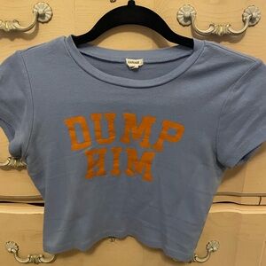 Garage Light Blue Tee with Bold Orange Text